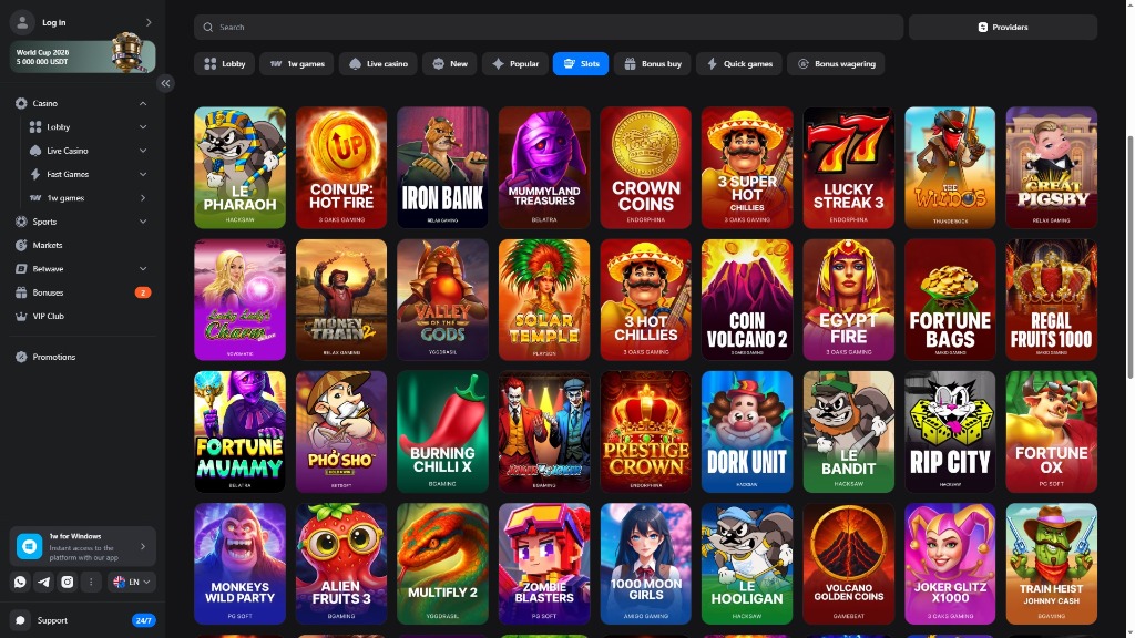 1win Casino review: lobby preview and sports betting interface