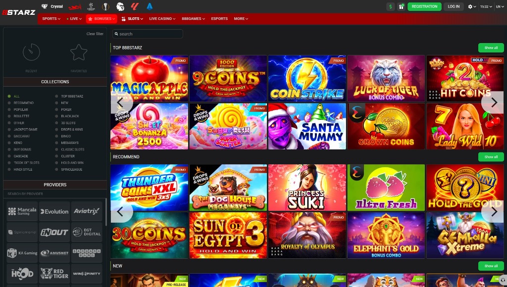 888Starz Casino review: lobby preview and popular slots interface