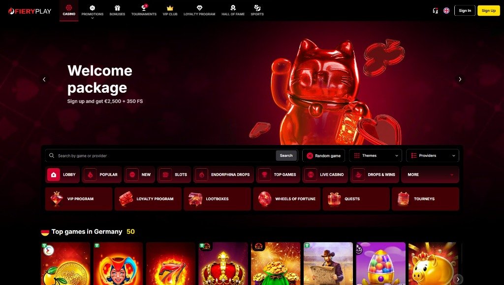 FieryPlay Casino Lobby Screenshot