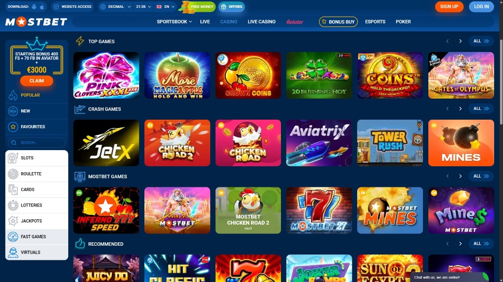 Mostbet Casino review: lobby preview and popular slots interface